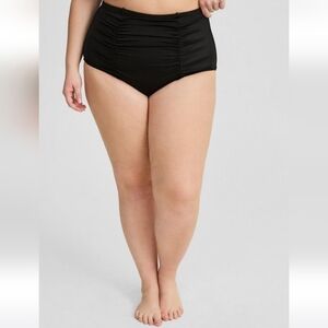 NWT Torrid Black High-Waisted Ruched Bikini Bottoms